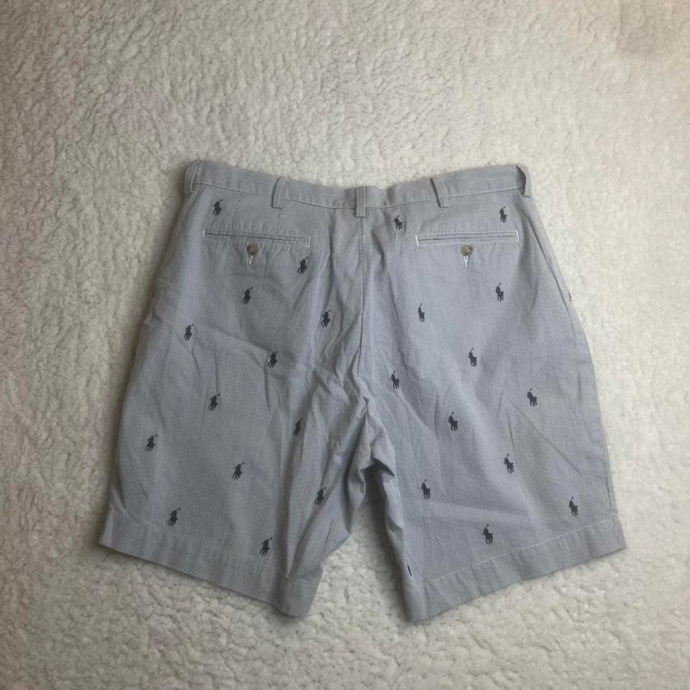 Polo Ralph Lauren blue men's striped sear sucker shorts embroidered pony golf‎